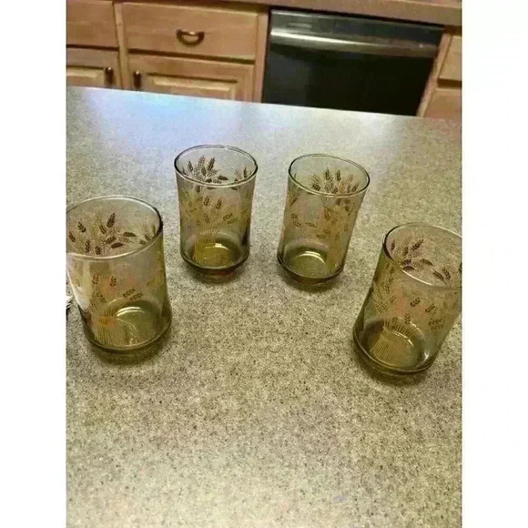 Vintage Libbey Franco Golden Wheat design juice glasses - Picture 2 of 3